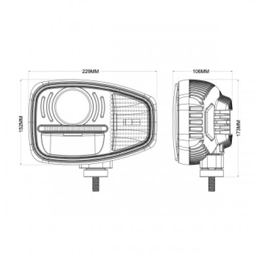 100 Watt LED Headlight with Front Rear Indicator (RH) & DR Lights