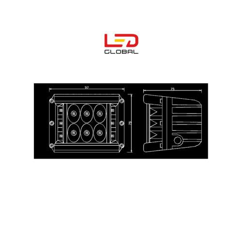 18W LED Work Light - Side Shooter