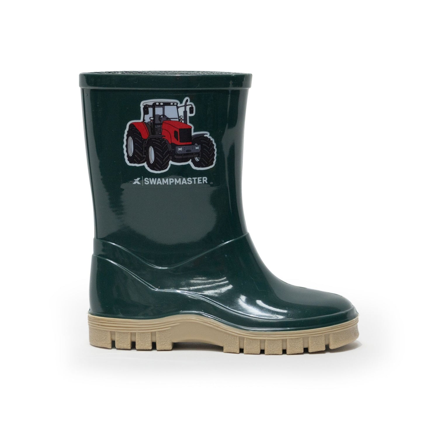 Swampmaster Junior Tractor Kids Wellington Boot Green/Beige