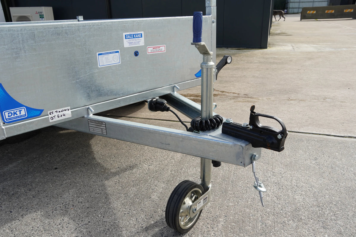 Dale Kane galvanised single axle trailer view of hitch