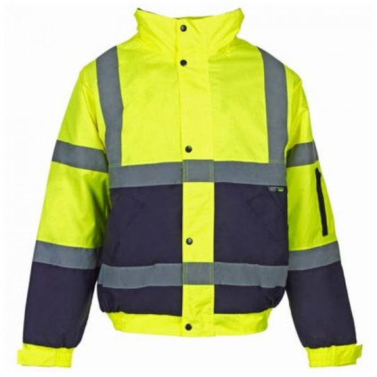 Hi-Vis Reflective 2-Tone Bomber Jacket Yellow/Navy