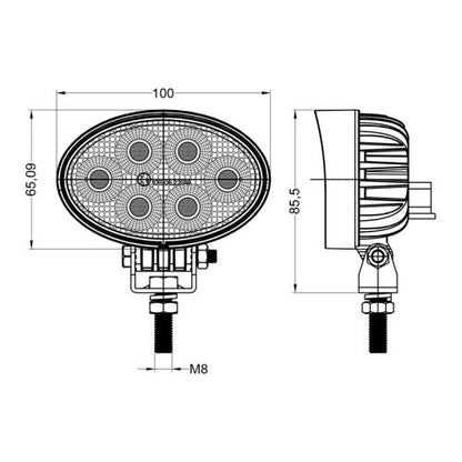 24 Watt Oval Flood LED Work Light