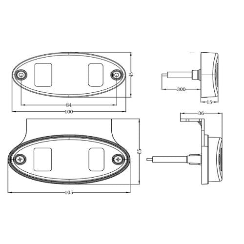 LED Oval Marker Light with Bracket (WHITE)