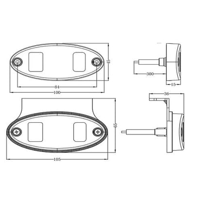 LED Oval Marker Light with Bracket (WHITE)