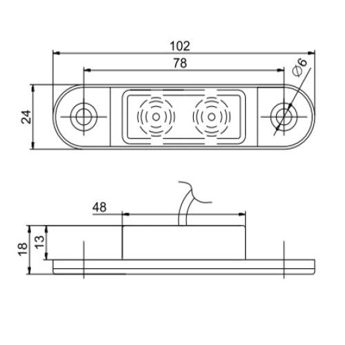 12/24V LED FLUSH MARKER LIGHT (RED)