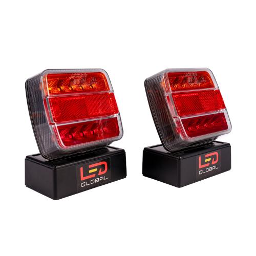 4" Square LED Combination Tail Light - Pair