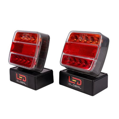 4" Square LED Combination Tail Light - Pair