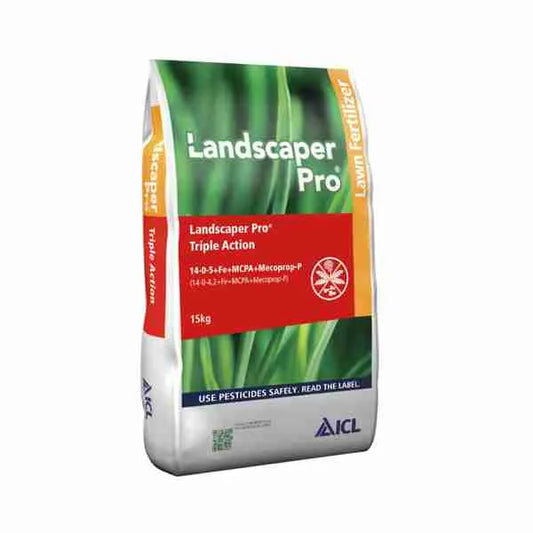 Landscaper Pro Triple Action 14-0-5 Fertiliser & Weed Killer (+Fe) 15kg Bag