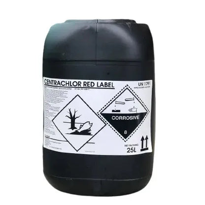 Sodium Hypochlorite Red Label 25L black container
