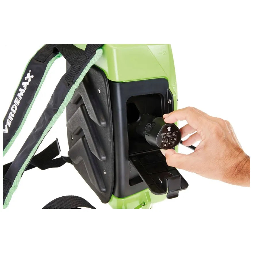Verdemax 12 litre battery backpack sprayer with shoulder straps, hose and spray lance with battery
